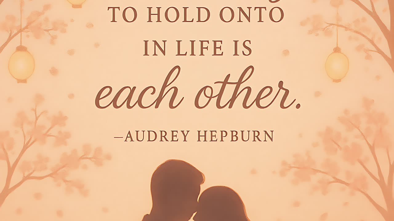 The best thing to hold onto in life is each other.