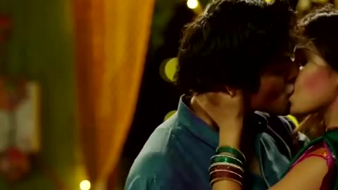Romantic kissing scene