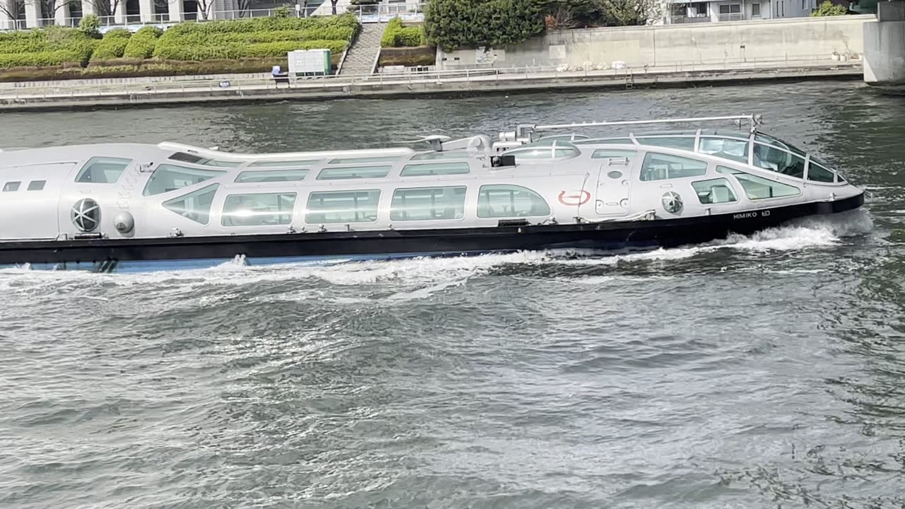 Leiji Matsumoto-designed boat on the Sumida River Tokyo