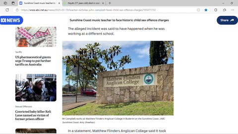 Teacher at Matthew Flinders Anglican College charged with child sex offences. Spooky!