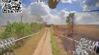 Tank Loaded Down with Armor and Mine Trawlers Eats a Drone and Catches Fire