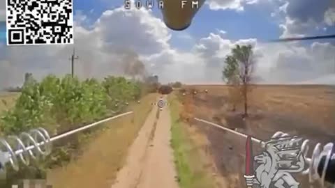Tank Loaded Down with Armor and Mine Trawlers Eats a Drone and Catches Fire