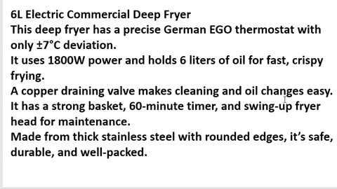 6L Electric Commercial Deep Fryer