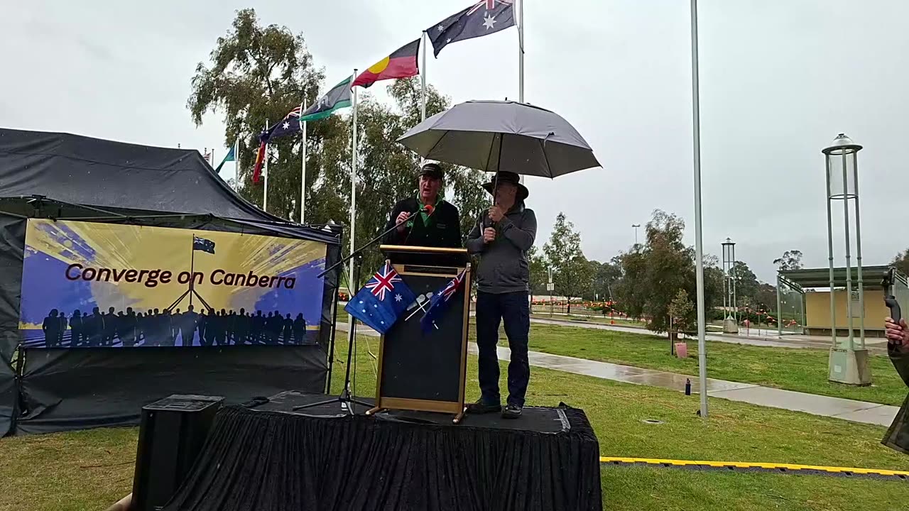 Wade speaking at the Converge on Canberra rally - 26/10/2025