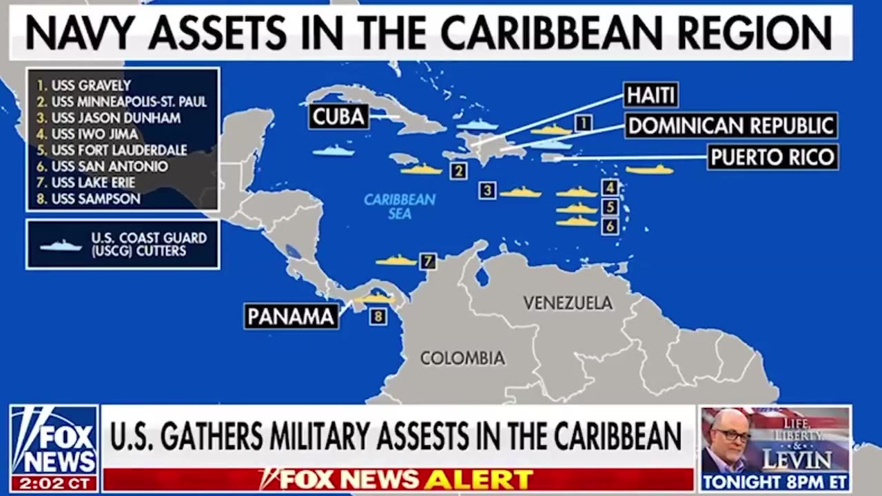 “The U.S. Navy has amassed a small armada in the Caribbean with three guided missile destroyers"