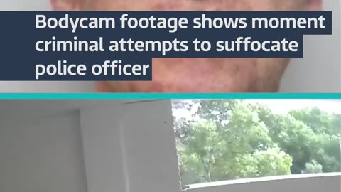 Bodycam footage shows moment criminal attempts to suffocate police officer #itvnews #police