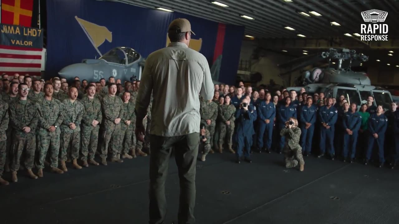 Secretary of War Pete Hegseth to troops aboard the USS Iwo Jima: