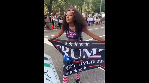 Racist liberal protestors harrass black female Trump supporter