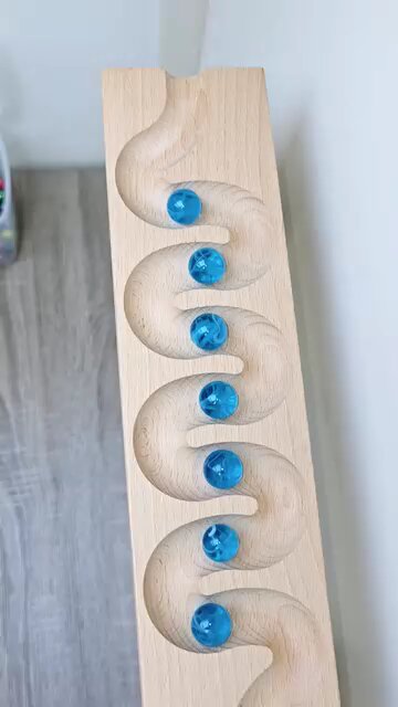 Marble run on wooden tracks ASMR..