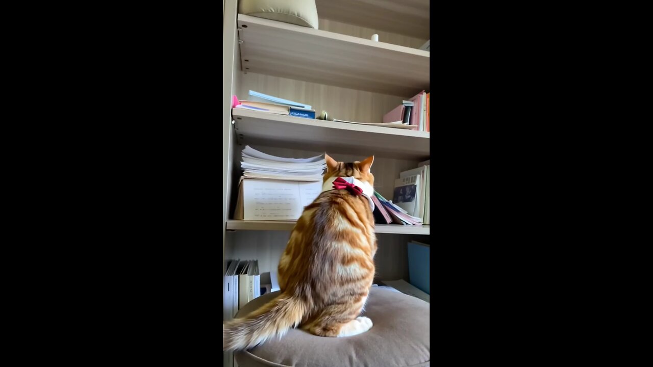 Daring Cat Leap Over Bookshelf and the Smooth Return