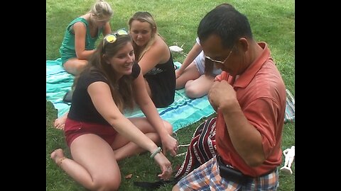 Luodong Massages White Girl At The Park With Friends