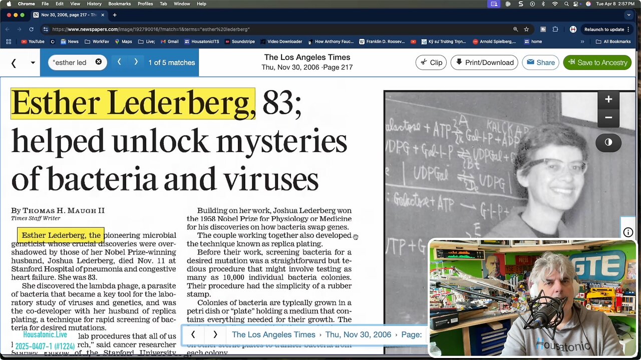 Esther Lederberg - Phages (Bacteriophage) what nobody will say (Ep 1224 v2)