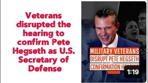 "Hegseth's Secretary of Defense Confirmation Hearing Disrupted by Veterans"