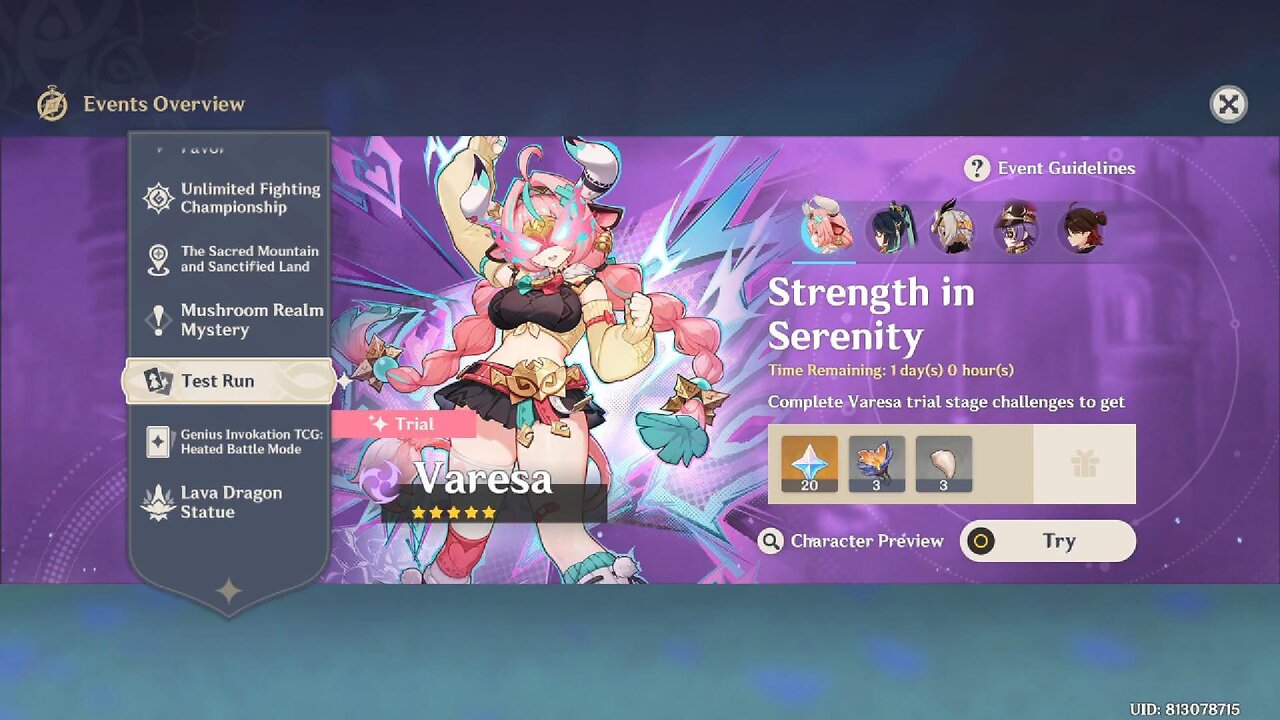 Varesa - Strength in Serenity - Character Test Run - Genshin Impact - Version 5.5 - Phase 1 Banners