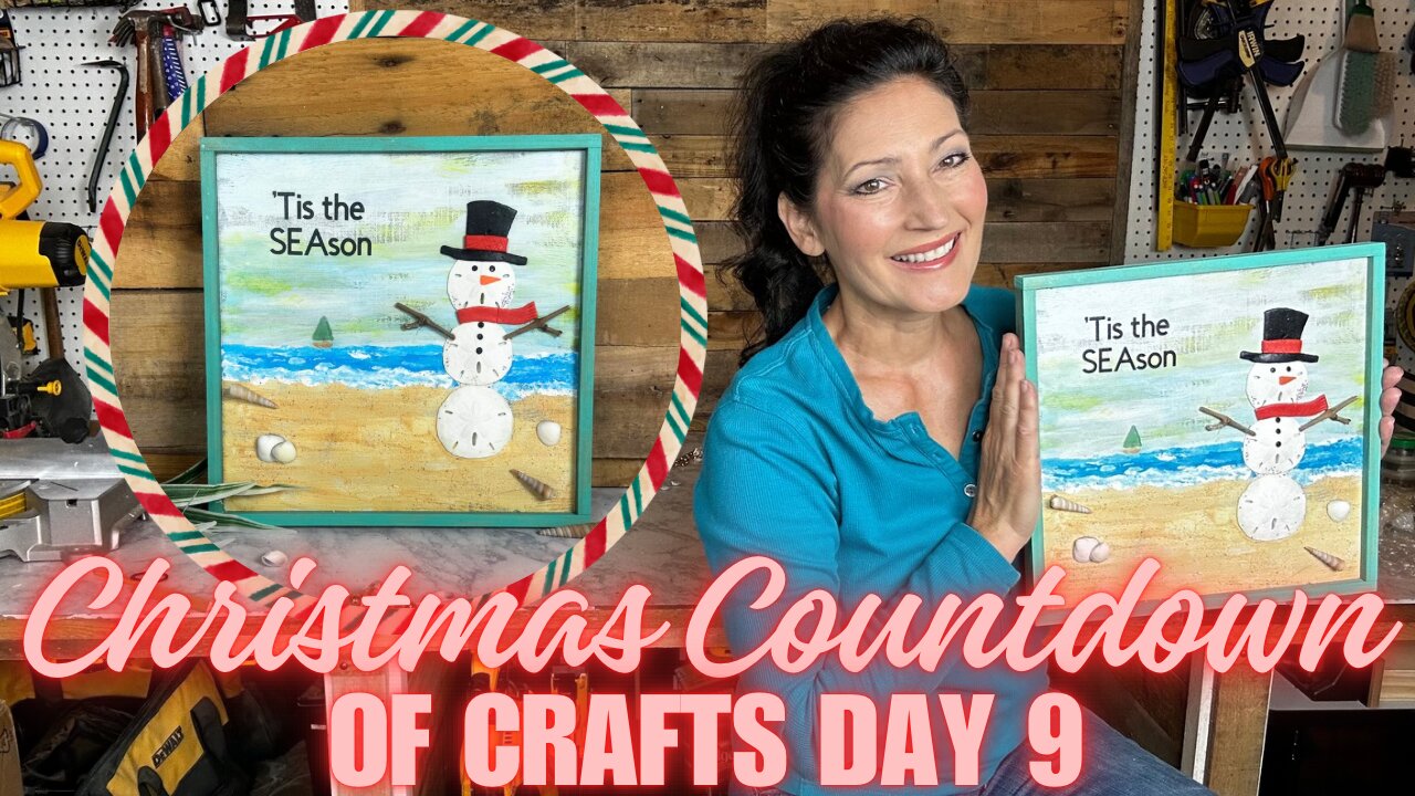 Making a Sand Dollar Snowman Art Picture | Christmas Countdown of Crafts Nature Edition Day 9