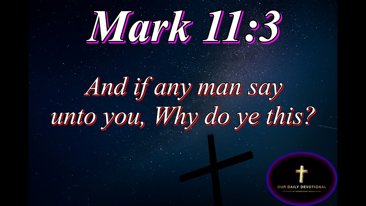 Mark 11:3, And if any man say unto you, Why do ye this?