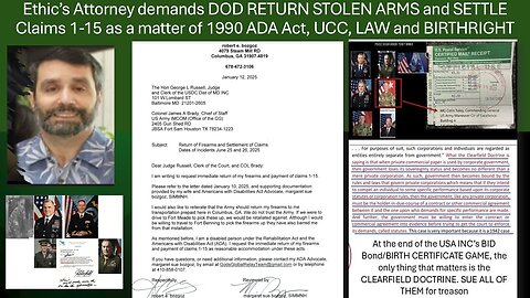 ETHICS ATTORNEY vs DOD's Corrupt ATTOREYS AND USA's CHEIF OF STAFF DEMANDS HIS ARMS & CLAIMS 1-15