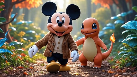 "Mickey Mouse & Charmander's Magical Forest Adventure! 🌟🔥"