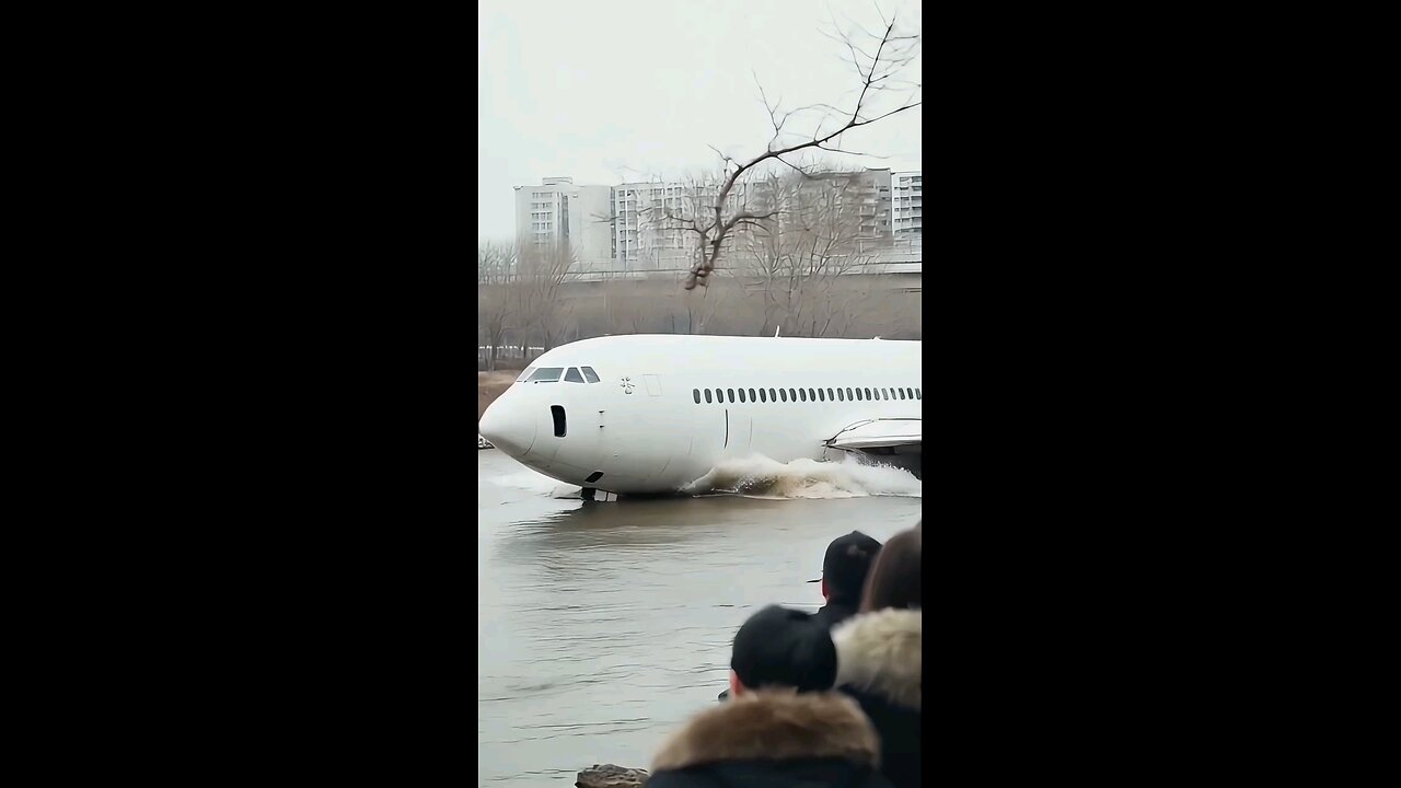 Out-of-Control Civil Airliner Crashes into River