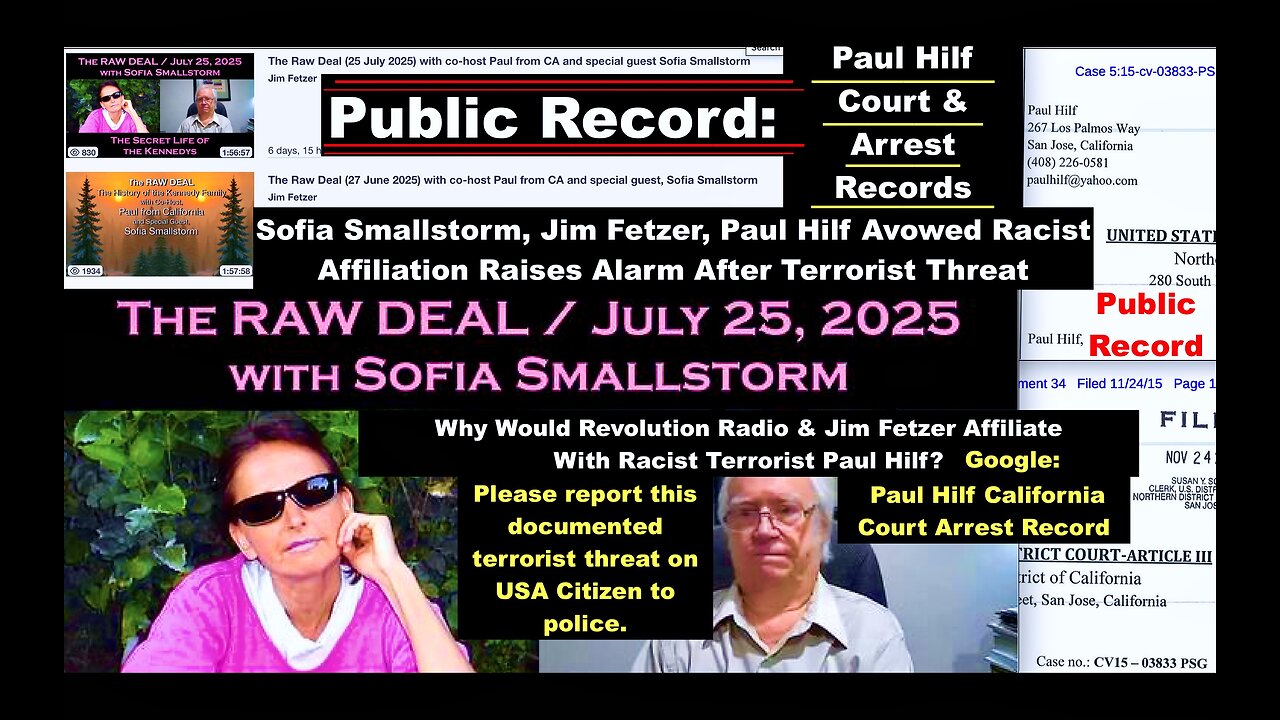 Sofia Smallstorm Jim Fetzer Paul Hilf Avowed Racist Affiliation Raises Alarm After Terrorist Threat