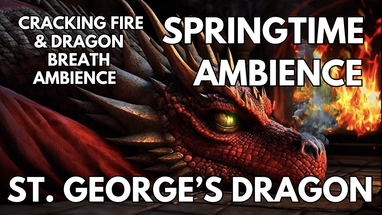 🏴 St. George’s Day Ambience | A Dragon Breathing, Crackling Fireplace | Springtime 4K ASMR