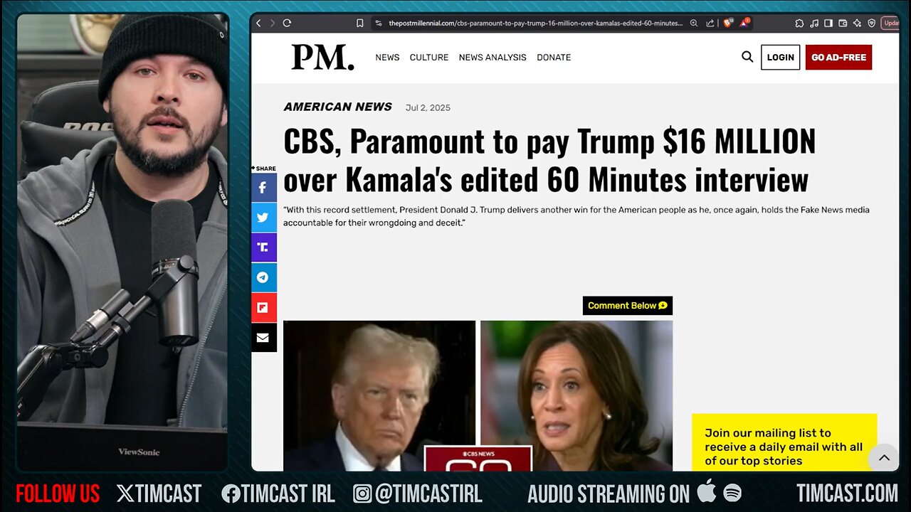CBS To Pay Trump $16M Over Editing Kamala Harris To LOOK GOOD, Interfere In 2024 Election