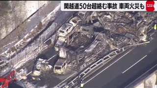 Aerial footage shows catastrophic aftermath of massive 50+ vehicle crash on