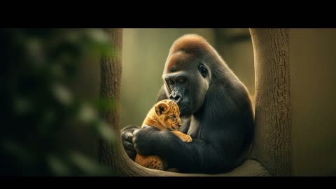Gorilla Mom Raises Lion Cub Unlikely Friendship
