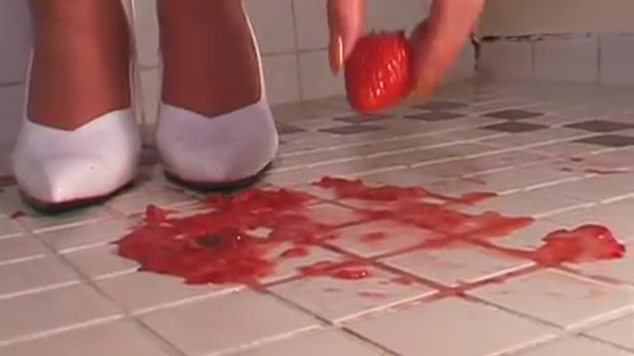 White High Heels Smash Strawberries