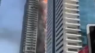 ‼️67-story skyscraper in Dubai on fire, nearly 4,000 people evacuated.