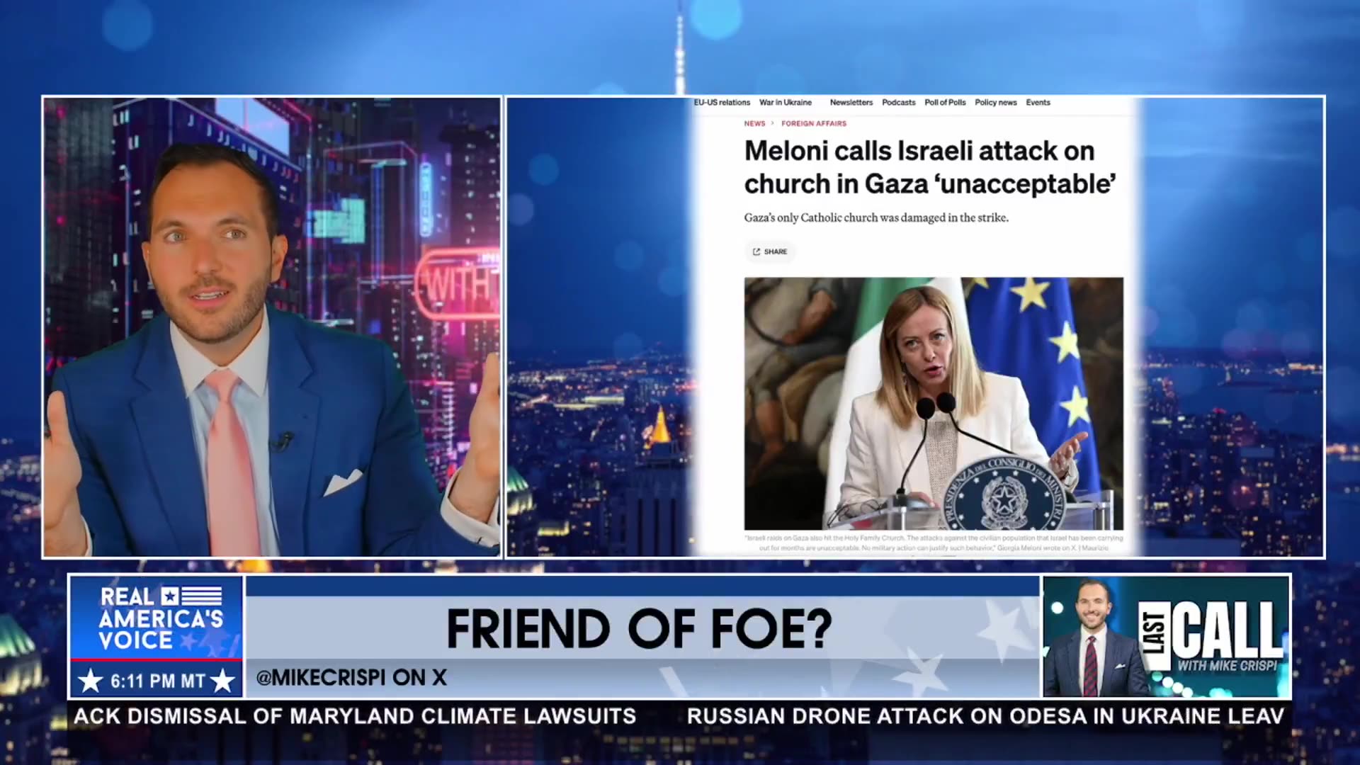 MIKE CRISPI QUESTIONS ISRAEL’S ACTIONS IN GAZA