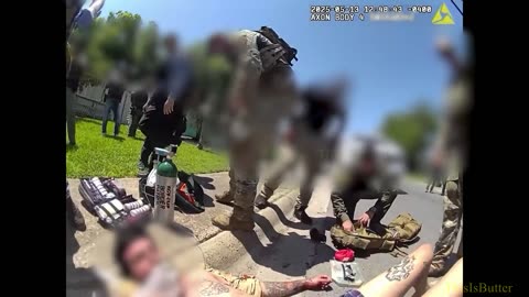 Bodycam footage shows the moment when a man was shot following a police chase