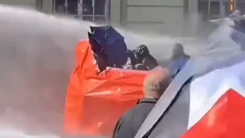 Switzerland unleashes water cannons on a violent pro-Hamas protest