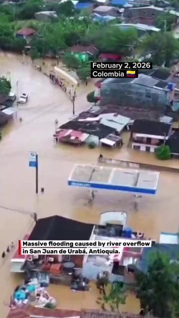 Massive flooding caused by river overflow in San Juan de Urabá