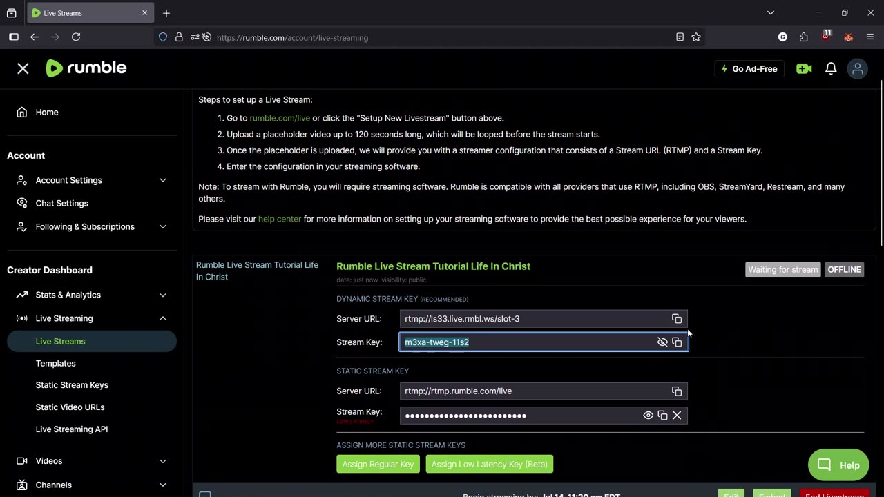 Rumble OBS Studio Live Stream Setup Tutorial