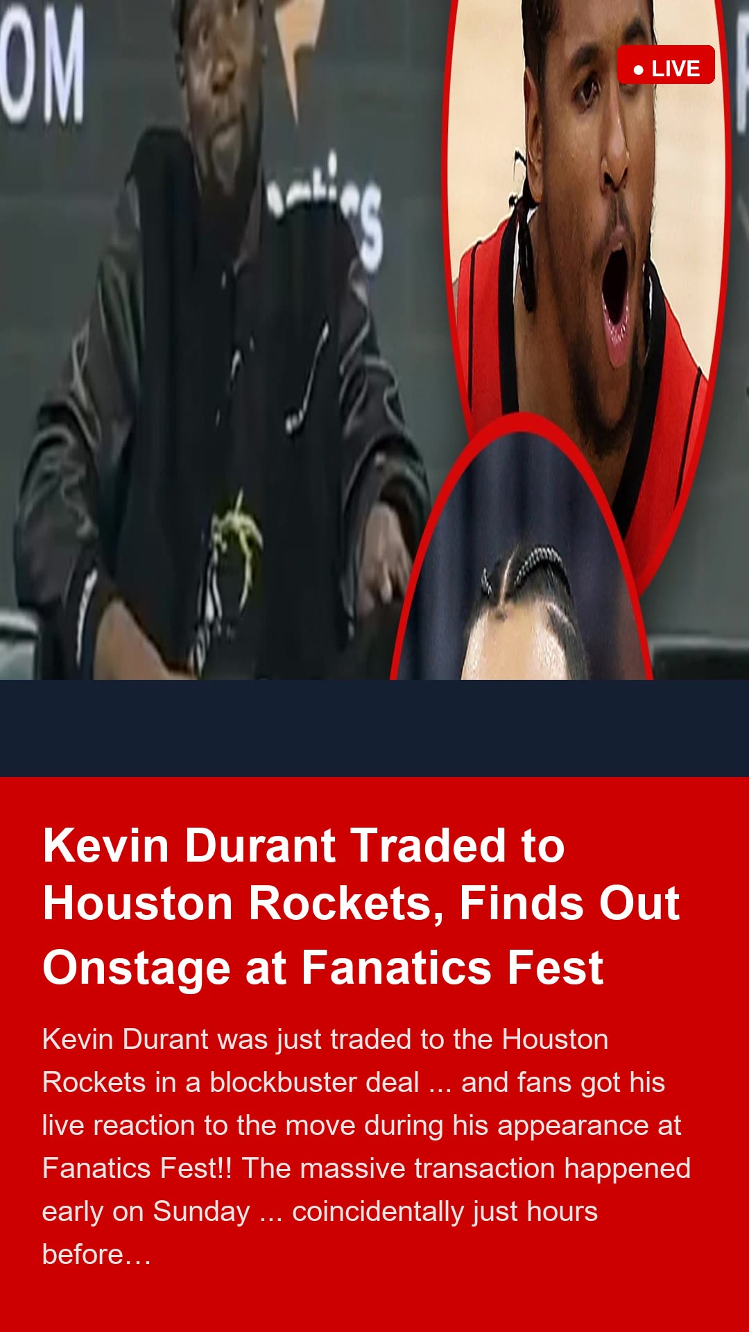 Kevin Durant Traded to Houston Rockets, Finds Out Onstage at Fanatics Fest