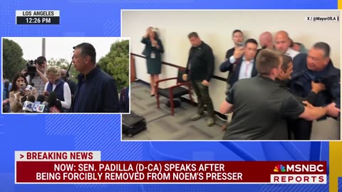 Sen. Alex Padilla, D-Calif., speaks out after being forcibly removed and cuffed from DHS Sec.