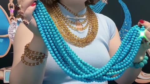 250604-7 Turquoise Bead Strand: Blue Tones Music Box on the Wrist