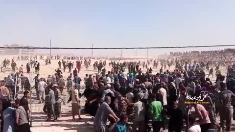 Additional footage shows the chaos at the aid distribution site in Rafah.