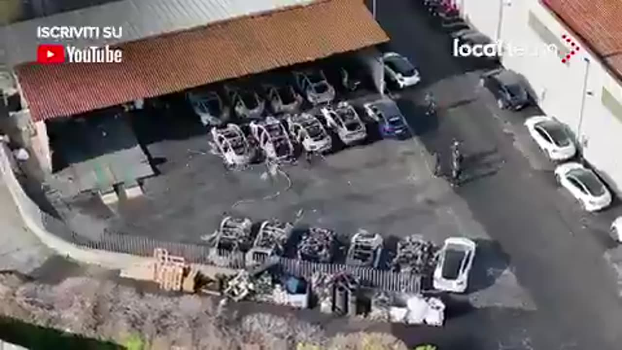 17 cars set on fire at a Tesla dealership in Rome, Italy