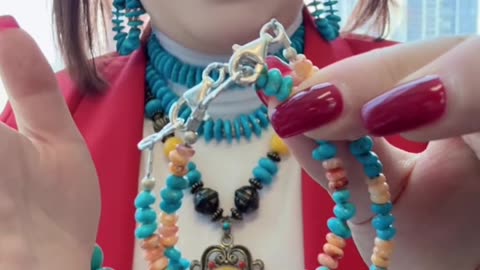 20250702-9 Sleeping Beauty Turquoise & Orange Spiny Oyster: Parent-Child Bracelets