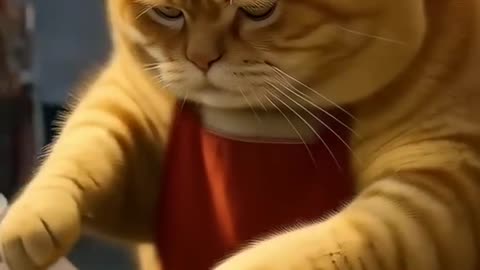 Ai animated orange fat cat funny video