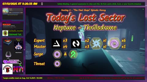 Destiny 2: 7-12-25 Thrilladrome is the Lost Sector. Void Surge.