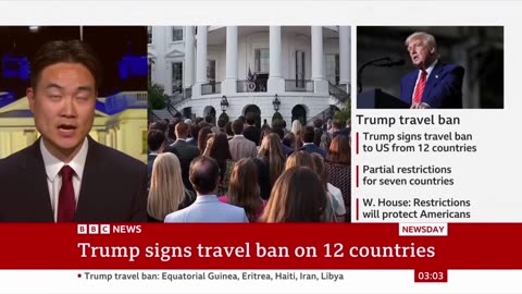 Trump signs ban on travel to US by nationals from 12 countries | BBC News