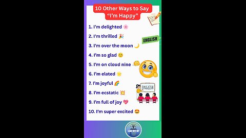 10 Different ways to say I'm Happyin English spoken sentence #english #spoken #shorts