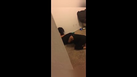 Two girls fight hard in roome