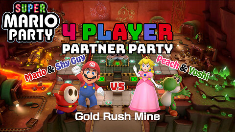 4 Player (2vs2) Partner Party - Gold Rush Mine - Super Mario Party, No Commentary.