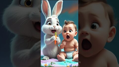 Baby and Bunny Funny Laugh Moment