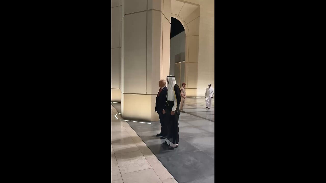 President Trump witnesses the sword dance with the Emir, part two.