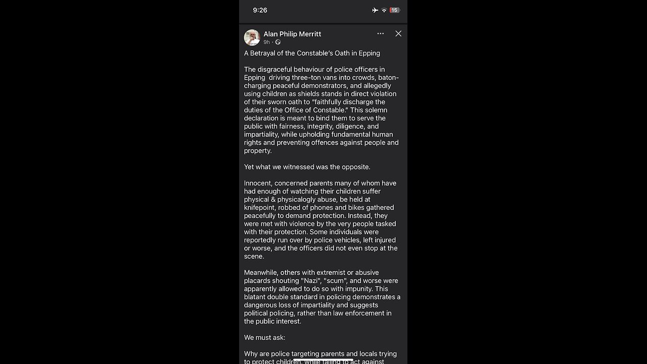 Allan Phillip Merritt : police in Epping